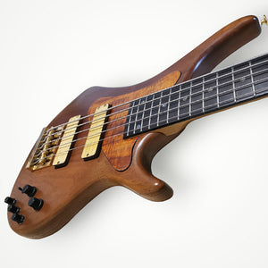 Bossa OB5 Walnut, early 2nd gen circa 1995. High end boutique Bass guitar Made in Japan.