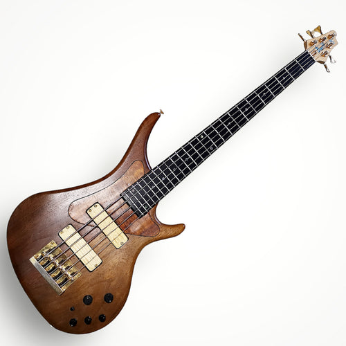 Bossa OB5 Walnut, early 2nd gen circa 1995. High end boutique Bass guitar Made in Japan.